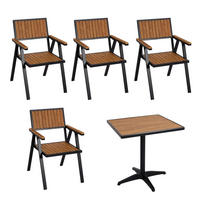 GARTENSTUHL+GARTENTISCH Schwarz, Braun - Schwarz/Braun, Kunststoff - MCW