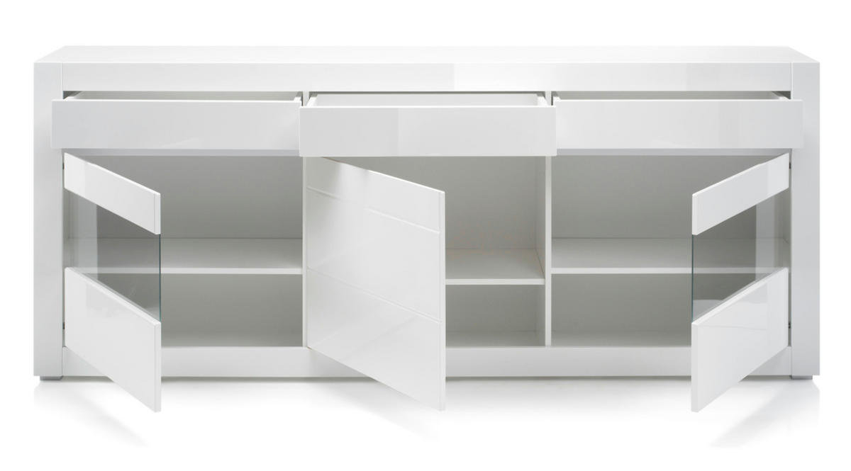 SIDEBOARD Hochglanz weiß, mit weiß oder grau, große Anrichte 217 cm Soft-Close-Funktion - Weiß Hochglanz/Weiß, Holzwerkstoff/Kunststoff (217/90/42cm) - Furn.Design