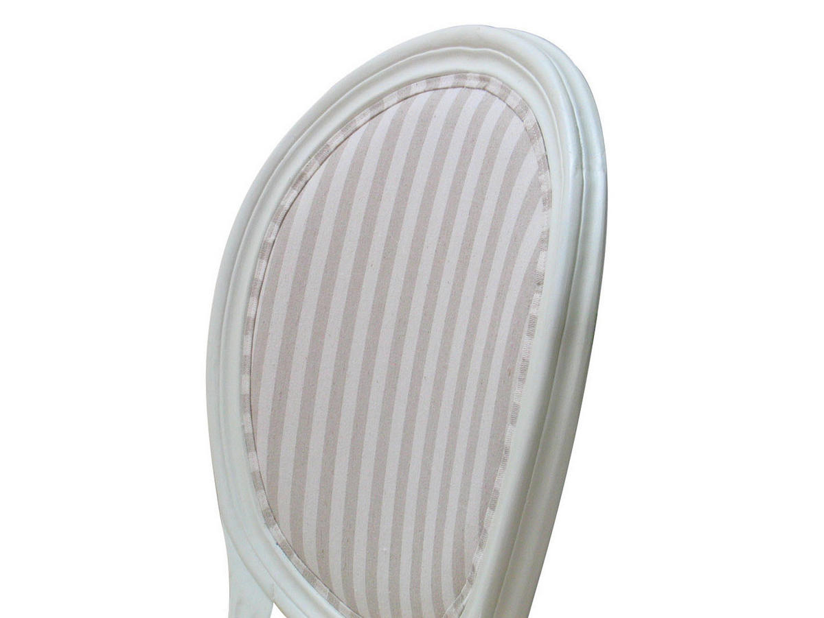 STUHL 2er-Set antikweiss, Stoff beige gestreift - Weiß, Holz/Textil (50/93/47cm) - ebuy24