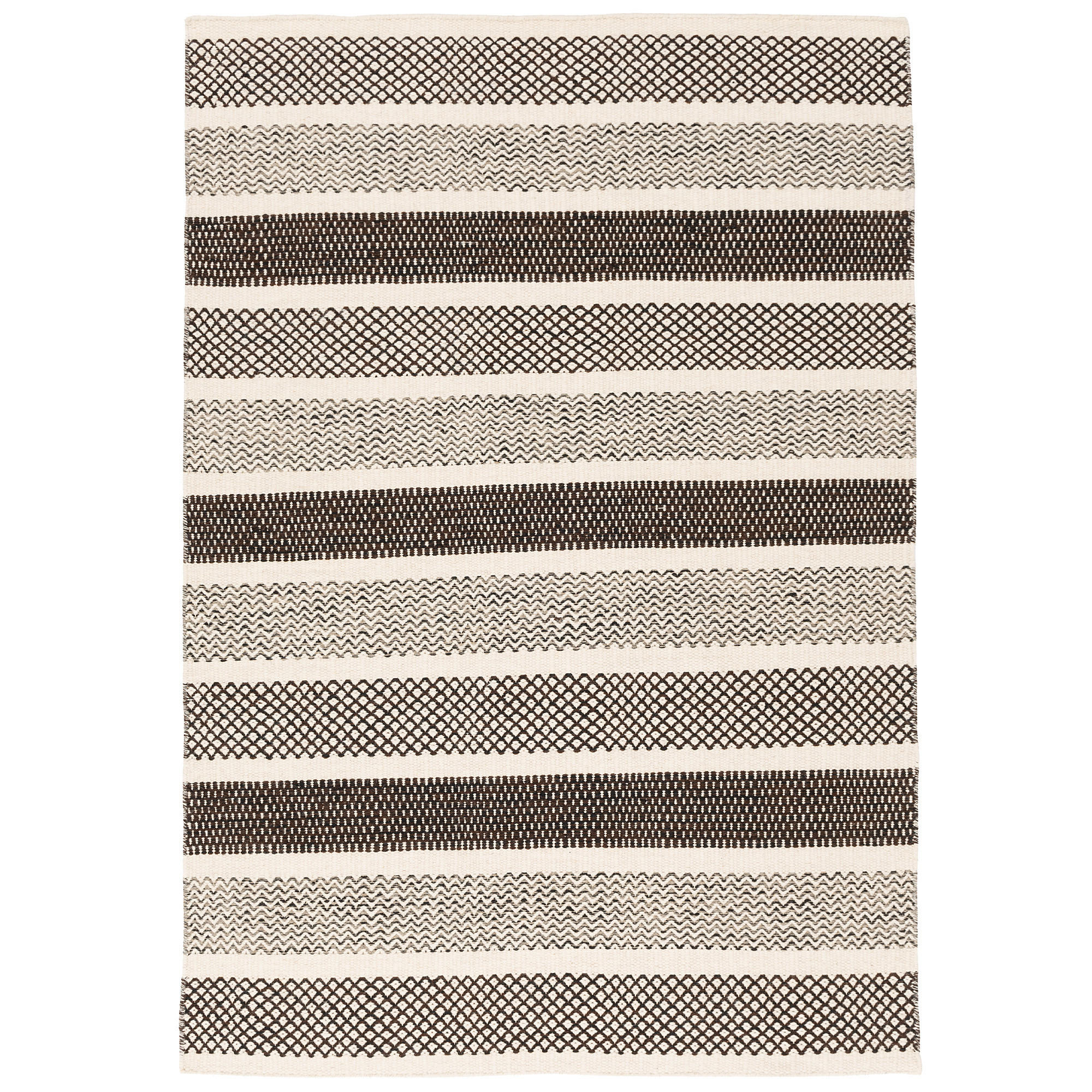 NATUR TEPPICH WOLLE RANA STREIFEN - Creme/Braun, Textil (60/90cm) - Pergamon