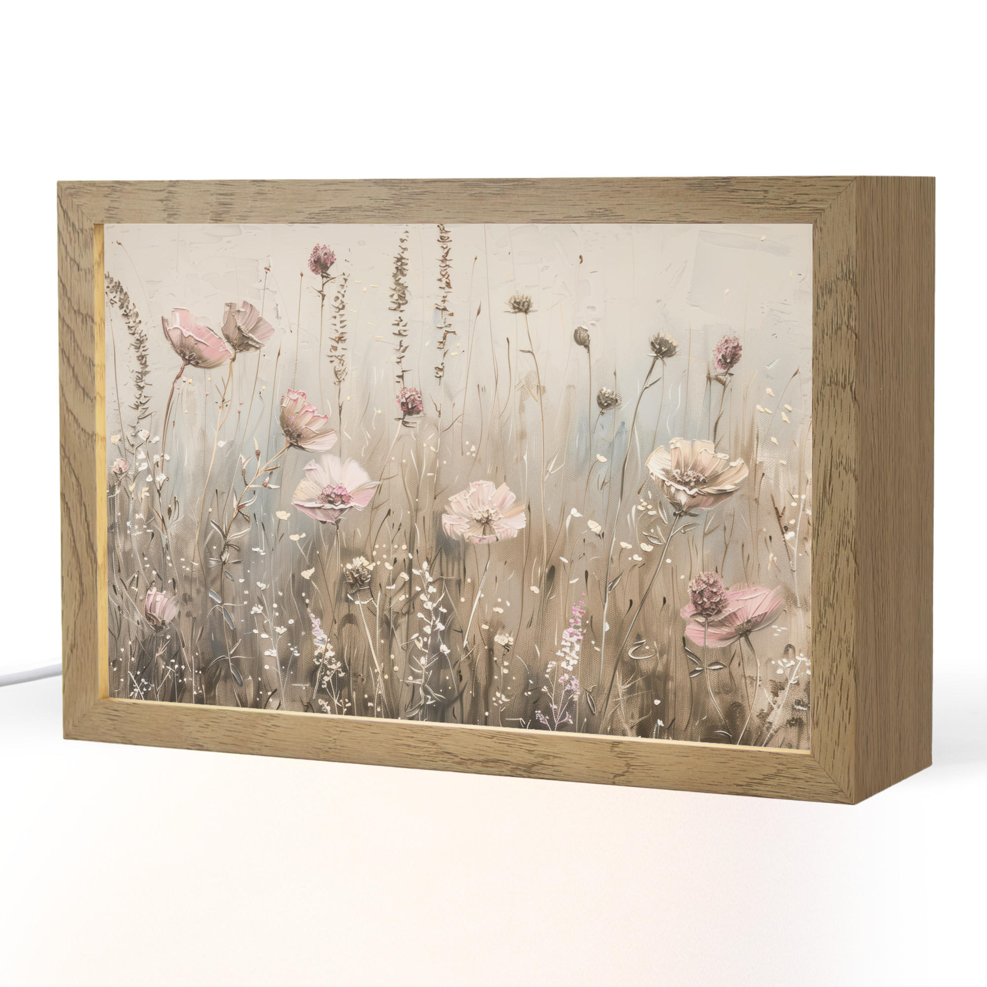 OnlyWow STOLNÍ LAMPA Květiny - růžová - moderní - béžová 30x20 cm