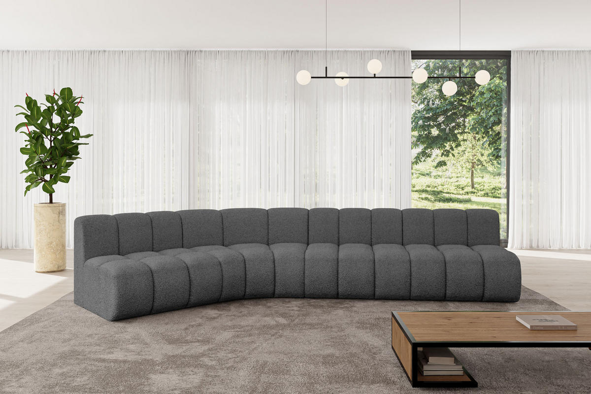 ECKSOFA modulares Sofa Montra-L2 - 381x174x70 cm Grau - Grau, Holzwerkstoff/Textil (381/174cm) - ALTDECOR