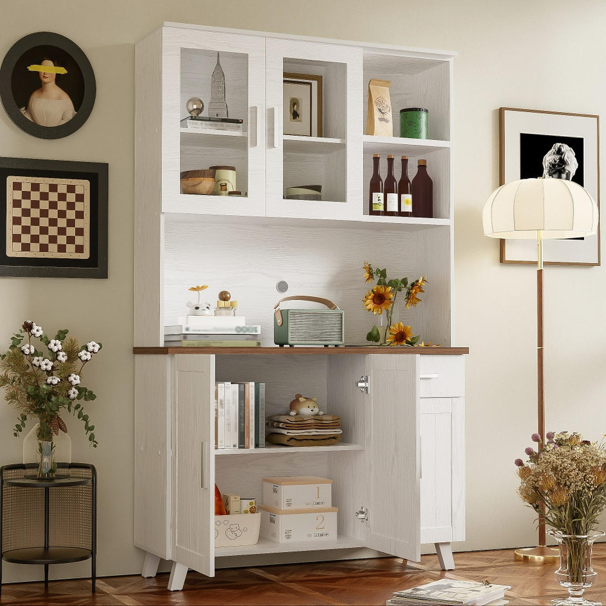 KÜCHENSCHRANK Landhausstil Weiß-Braun 114/40/190 cm - Braun, Kunststoff (40/190/114cm) - Rolipo