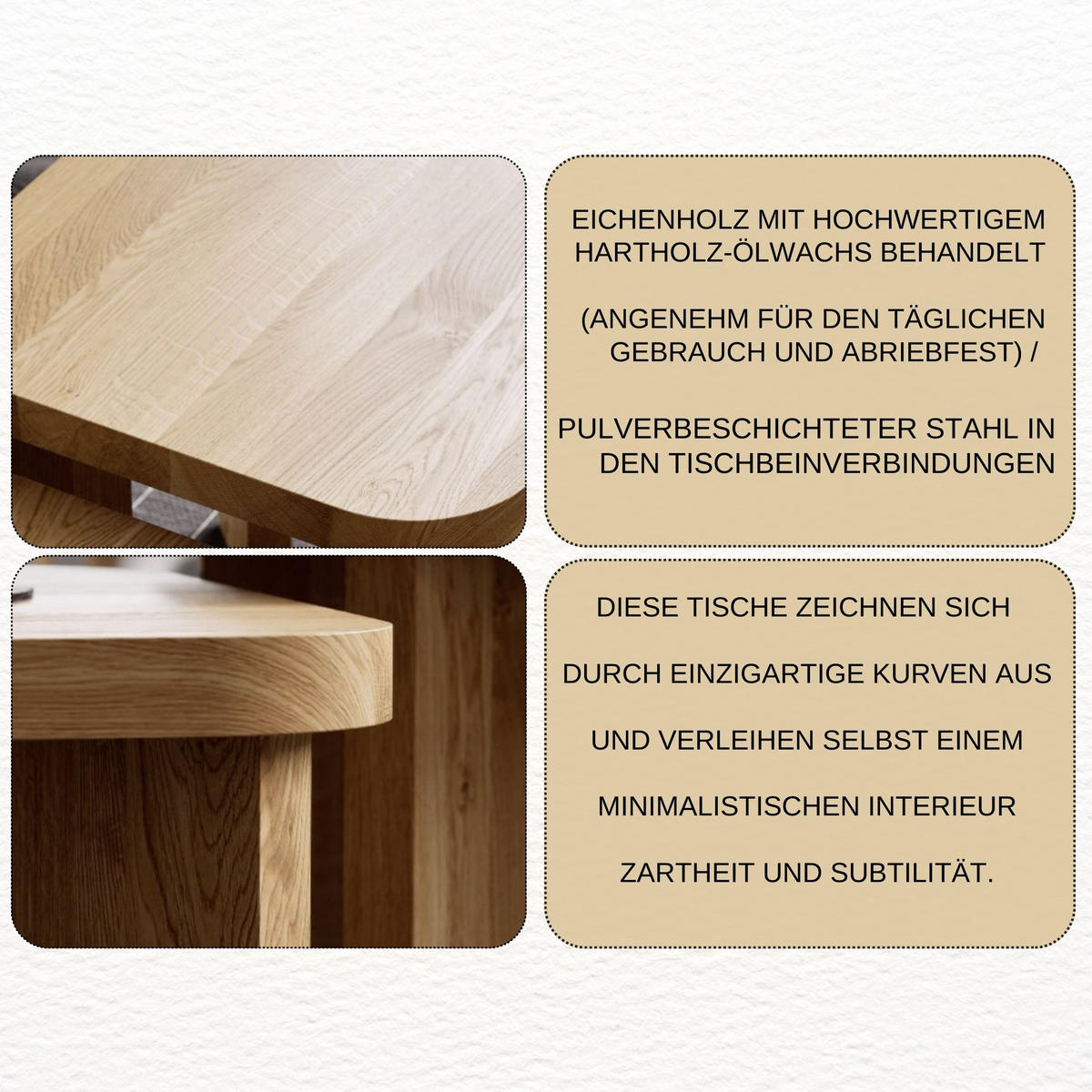 COUCHTISCH Eichenholz vollmassiv quadratisch Naturbelassenen 70/70/45 - Naturfarben, Holz (70/70/45cm)