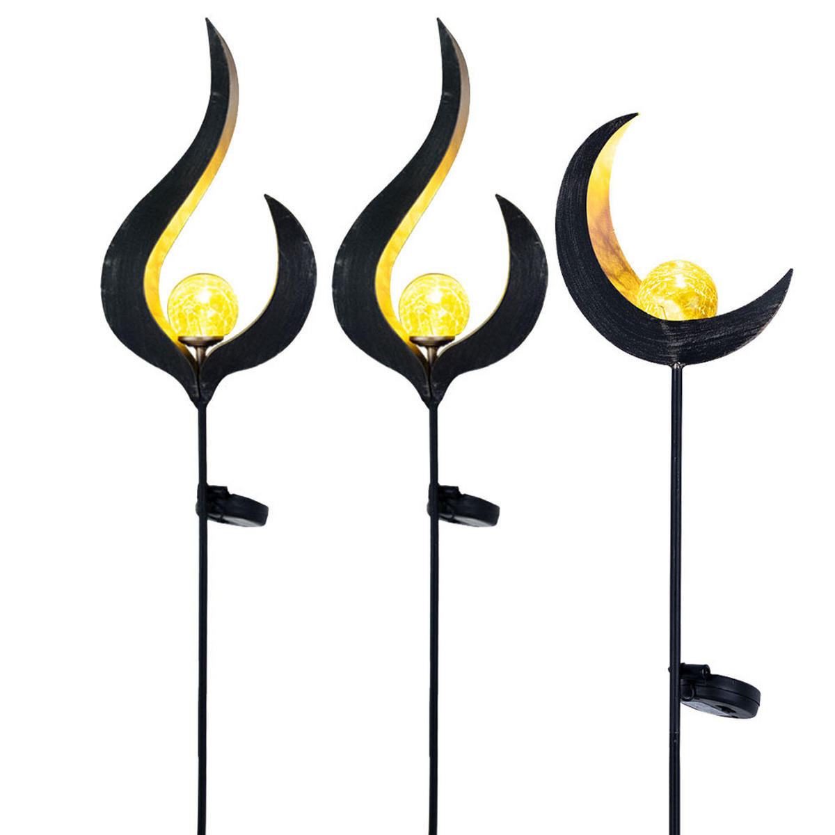 LED AUSSENLEUCHTE Solar Bronze 3er Set - Bronzefarben, Glas (16.7/6/90cm) - Globo Lighting