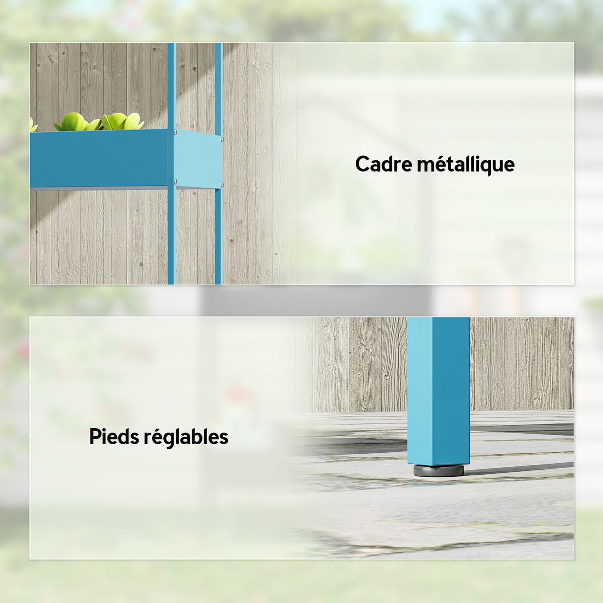 BLUMENTREPPE DE-12302 2-stufig, Hausform mit Haken Blaugrün - Blau, Metall (35/150/75cm) - ComfortXL