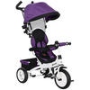 6-IN-1 Dreirad mit Schubstange, Kinderdreirad mit abnehmbarem Sonnendach Violett - Violett, Metall (95/50/106cm) - HOMCOM
