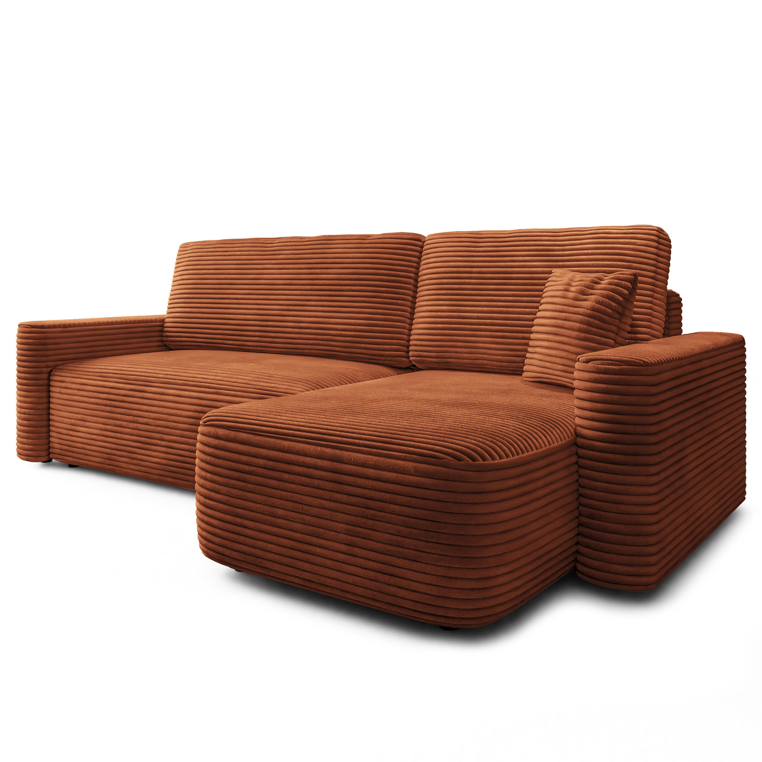 ECKSOFA NERI T Braun Kordstoff mit Schlaffunktion - Braun, Holzwerkstoff/Textil (280/157cm) - MASSENO
