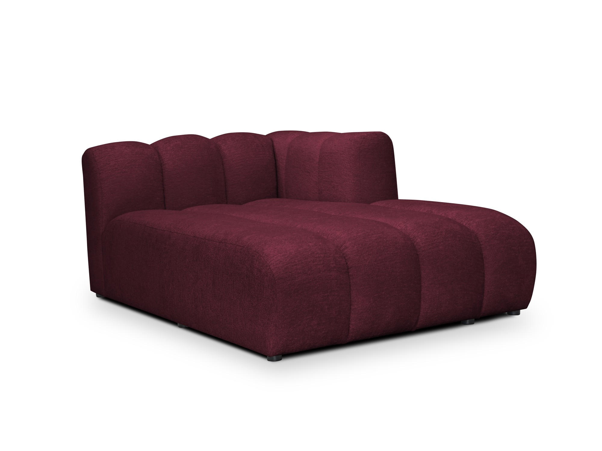 SOFAELEMENT Rechts Chenille Stoff Rot - Bordeaux/Schwarz, Holzwerkstoff/Kunststoff (179/70/113cm) - Makamii