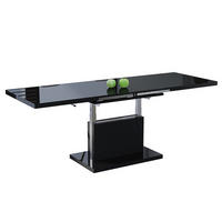 COUCHTISCH rechteckig Schwarz Hochglanz Weiß matt ausziehbar höhenverstellbar - Schwarz Hochglanz, Holzwerkstoff (80/120/56cm) - designimpex