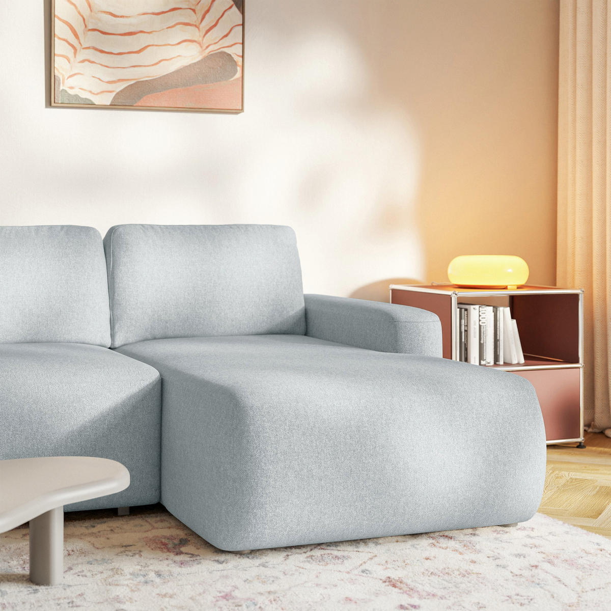 ECKSOFA Carnos Mini Grau Chenille - Schwarz/Grau, Kunststoff/Textil (164/238cm) - Selsey
