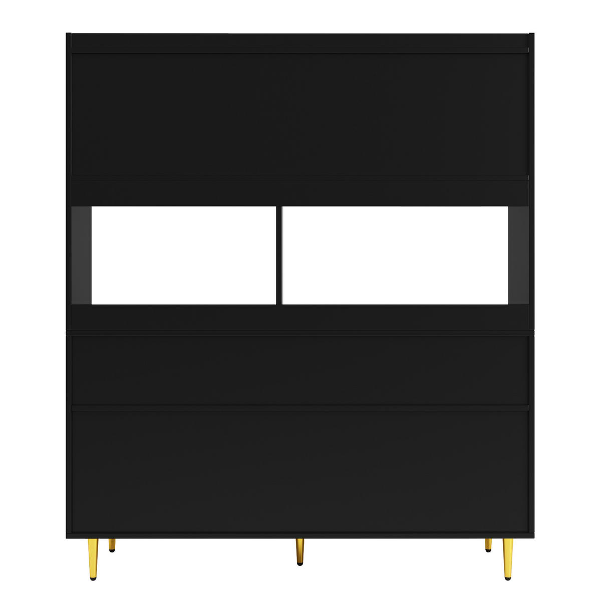 HOCHSCHRANK mit Glastüren und Weinregal 145 x 39 x 171 cm Schwarz - Schwarz, Holzwerkstoff (39/171/145cm) - Meubliv
