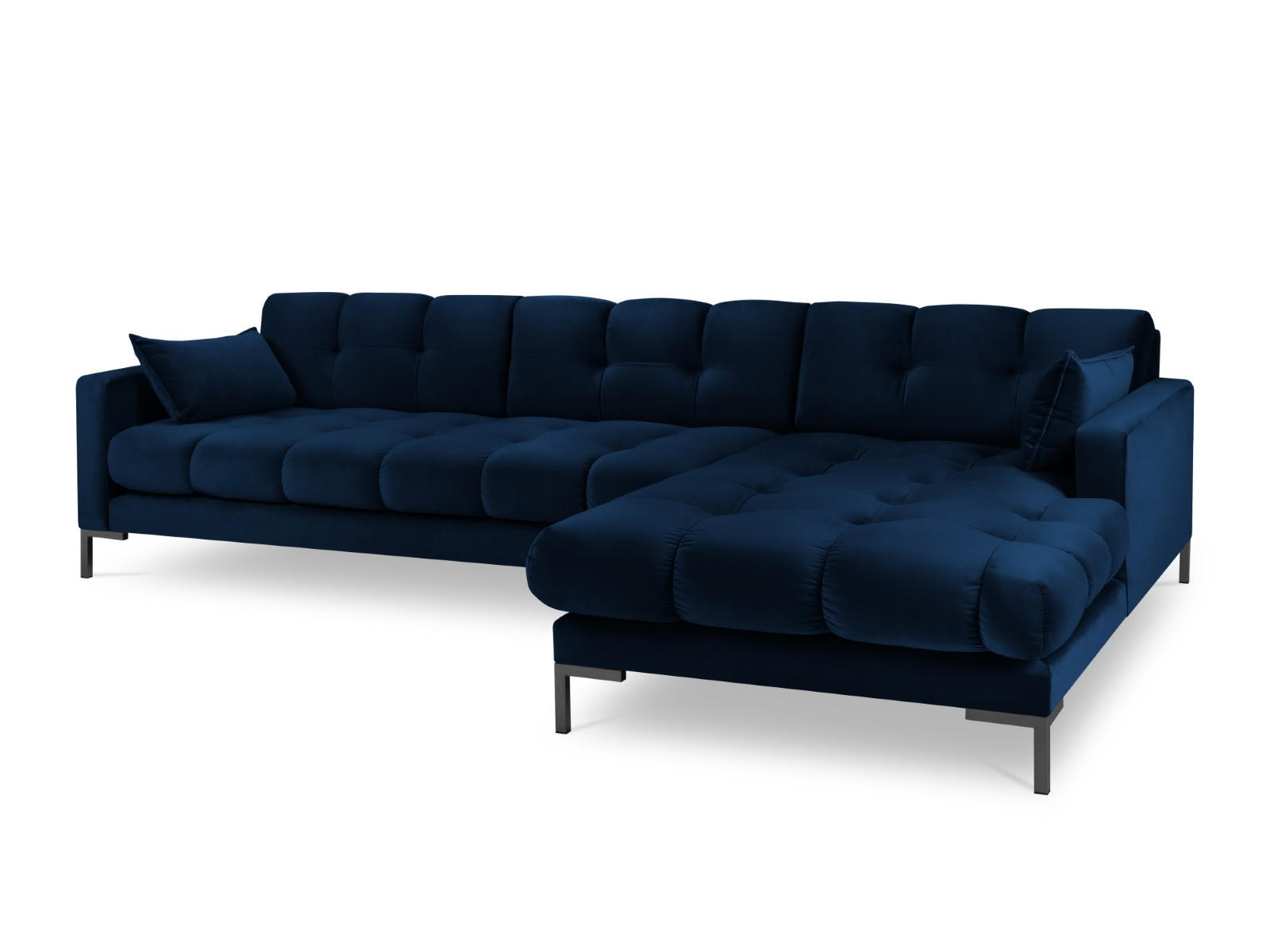 ECKSOFA rechts Mamaia aus Samt königsblau 5 Sitzplätze - Blau, Textil (185/293cm) - Micadoni