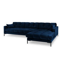 ECKSOFA rechts Mamaia aus Samt königsblau 5 Sitzplätze - Blau, Textil (185/293cm) - Micadoni