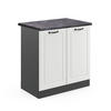 SPÜLENUNTERSCHRANK R-Line Weiß Landhaus 80 cm, AP Anthrazit - Anthrazit/Weiß, Holzwerkstoff (80/81.6/60cm) - Vicco