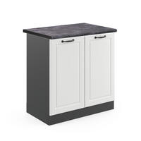 SPÜLENUNTERSCHRANK R-Line Weiß Landhaus 80 cm, AP Anthrazit - Anthrazit/Weiß, Holzwerkstoff (80/81.6/60cm) - Vicco