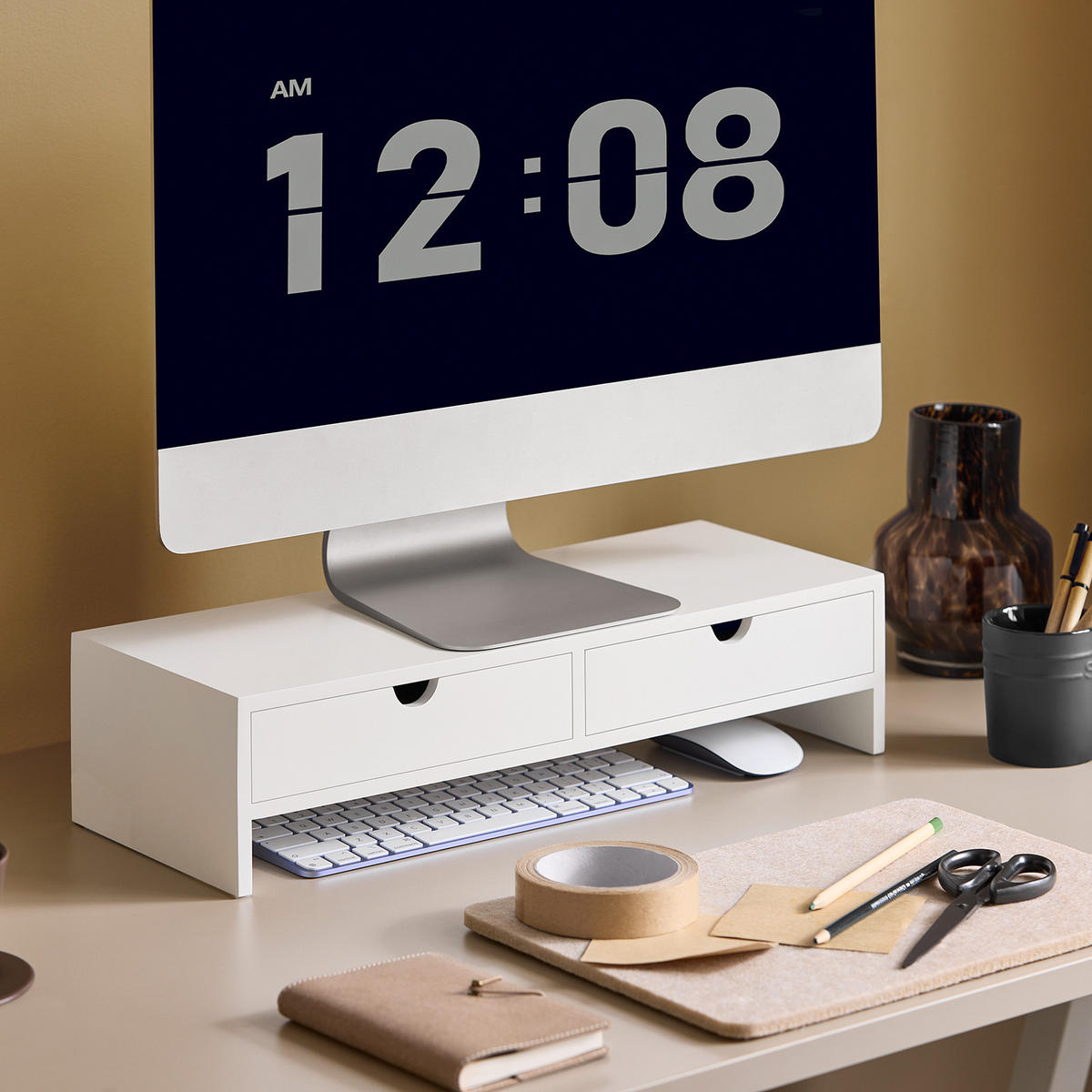 MONITORSTÄNDER Weiß - Weiß, Holzwerkstoff (18/47/11cm) - SoBuy