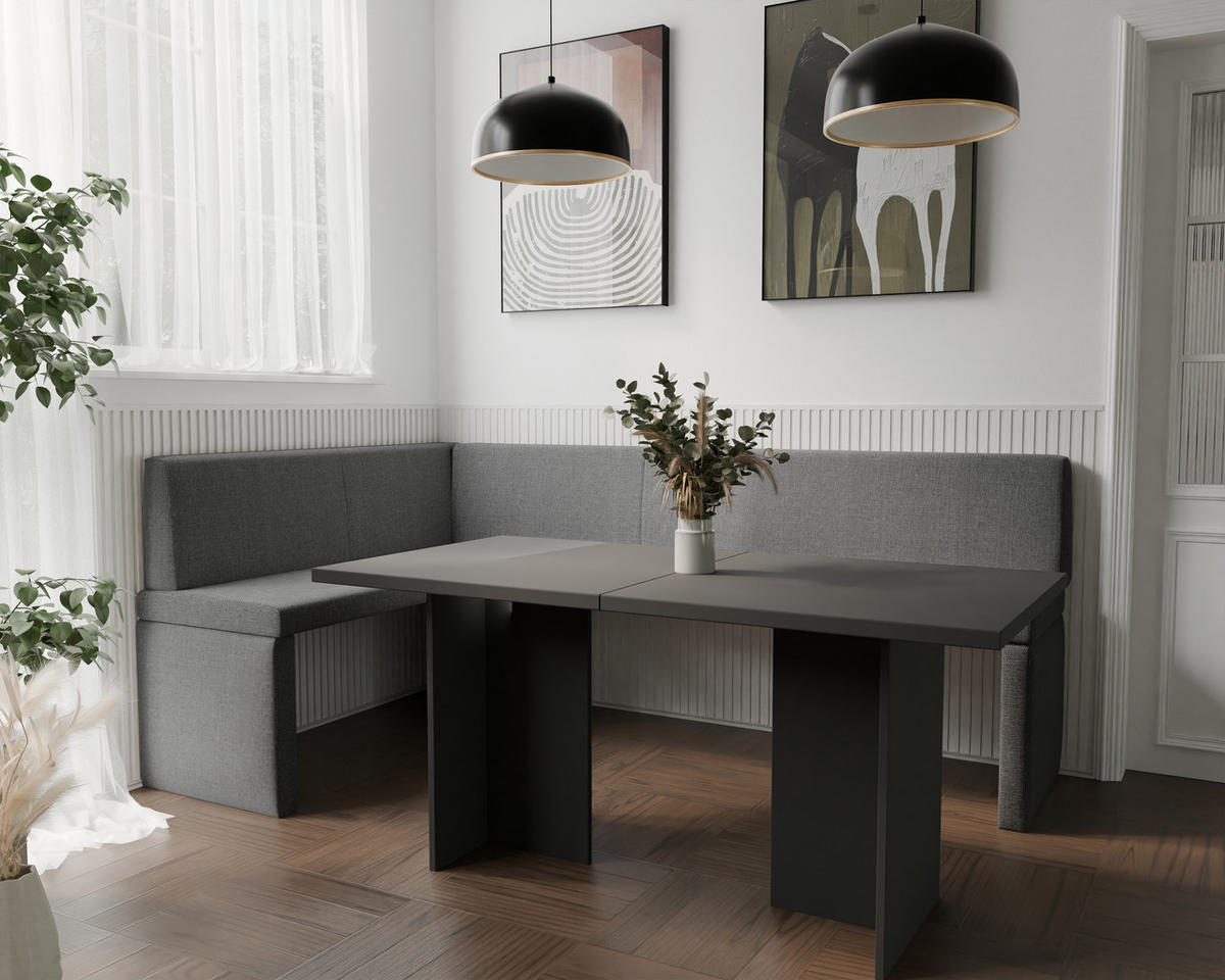 ECKBANK links OWEN Webstoff, 128/168 cm Dunkelgrau - Dunkelgrau, Holz/Textil (128/168cm) - Idohome