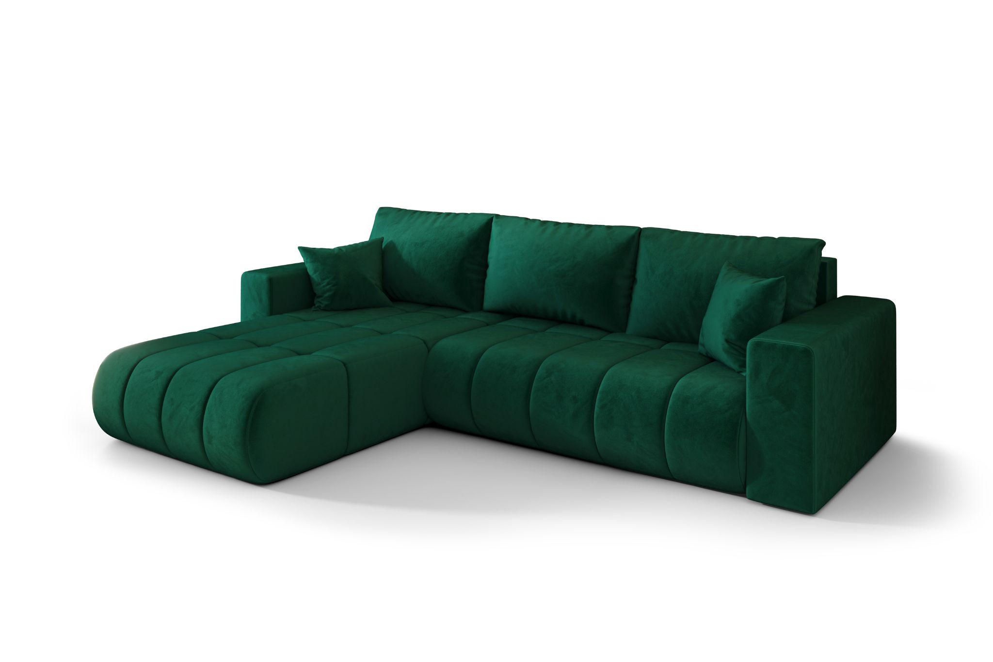 ECKSOFA mit schlaffunktion und bettkasten MILO PREMIUM, stoff MONOLITH, Grün, Links - Grün, Holz (280/190cm) - Kaiser Möbel