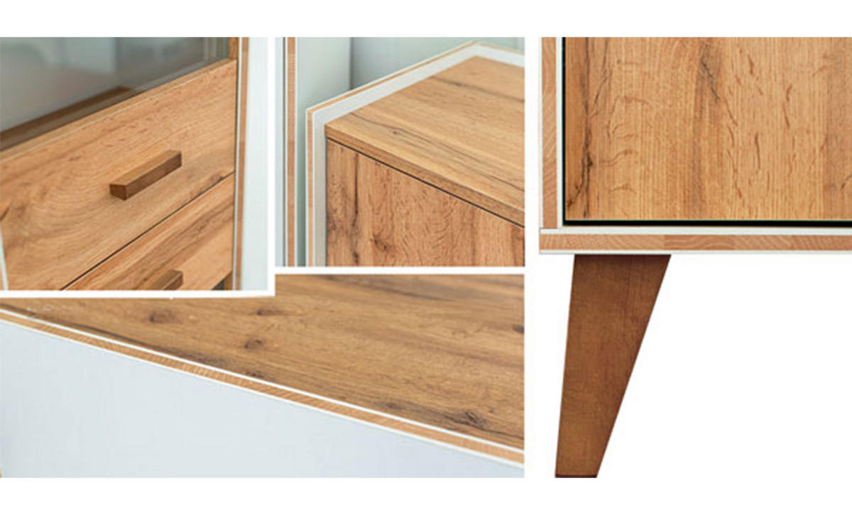 SIDEBOARD Skandi weiß / wotan eiche 174 / 40 / 74cm - Eichefarben/Weiß, Holz/Holzwerkstoff (174/74/40cm) - Feldmann-Wohnen