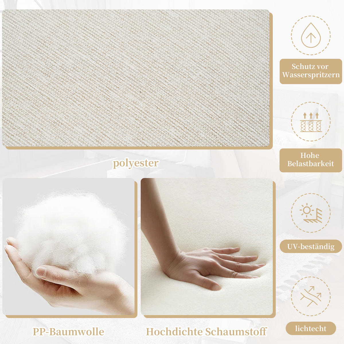 GARTENSETS aus Stahl in Beige mit Seilgeflecht-Design - Beige, Metall - Modfu