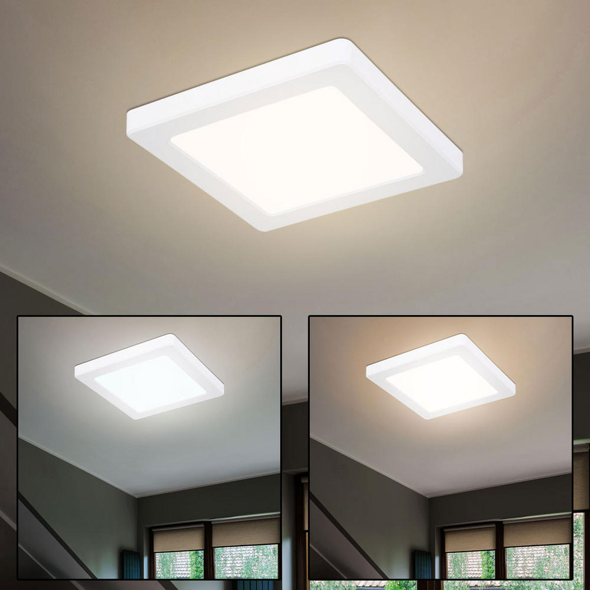 LED DECKENPANEL Kunststoff Weiß - Weiß, Kunststoff (16.7/16.7/1.7cm) - Globo Lighting