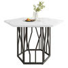 ESSTISCH 115x100x75 cm in Schwarz aus MDF mit Schwarz-Weiß Marmoroptik auf Metallgestell - Schwarz, Holzwerkstoff (100/115.5/75cm) - Modfu