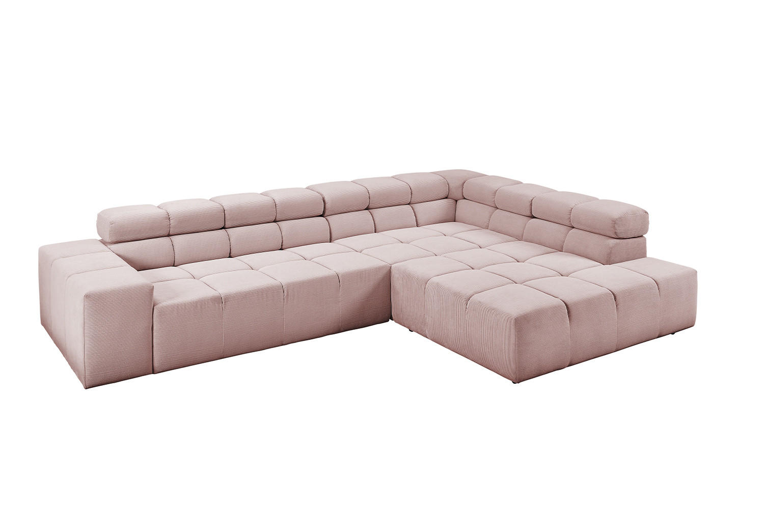 ECKSOFA MIT MOTORISCHEM SITZVORZUG NEVADA Pink Cord - Pink/Schwarz, Kunststoff/Textil (319/215cm) - KAWOLA