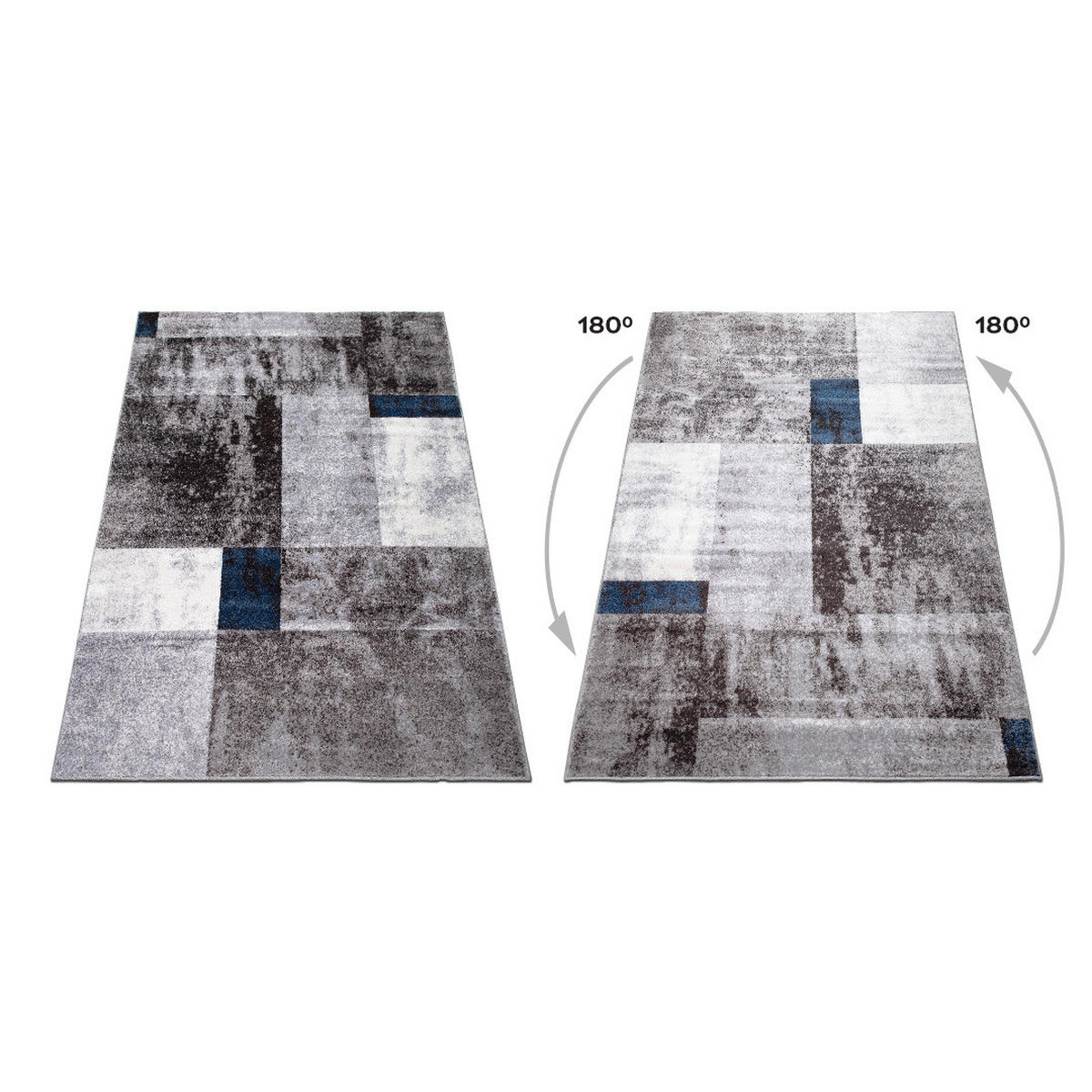 BETTUMRANDUNG Phönix abstraktes Design blau 1 x 67 x 340 cm, 2 x 67 x 140 cm Set 3-teilig - Blau, Kunststoff/Textil (67/620cm)