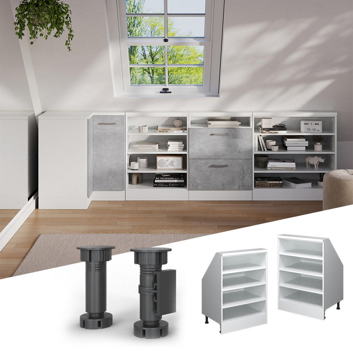 SKŘÍŇ POD ŠIKMOU STŘECHU Rion Bílá - bílá, kompozitní dřevo (60/81.6/46cm) - Vicco