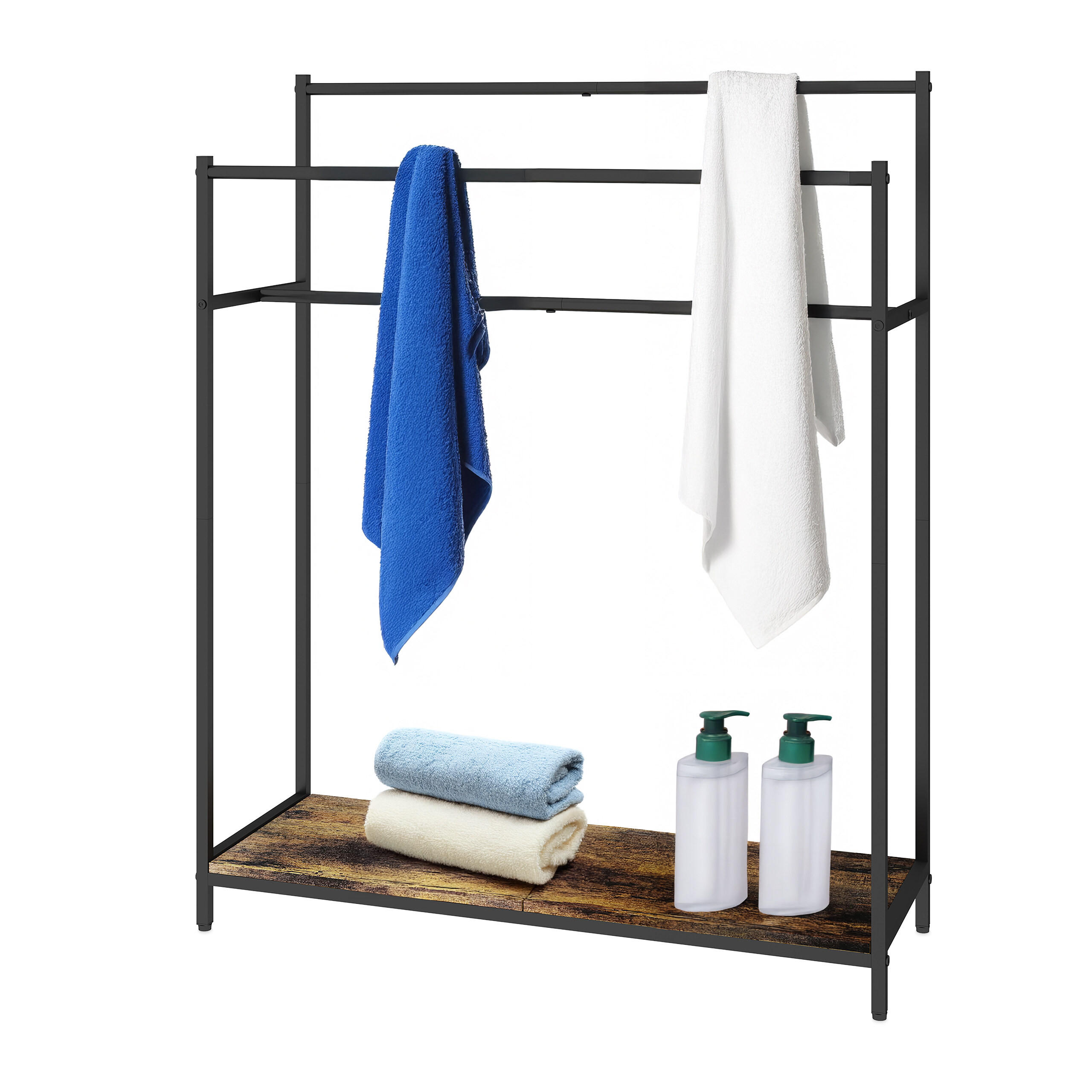 HANDTUCHSTÄNDER - Schwarz, Holzwerkstoff/Textil (82/100/29cm) - Relaxdays