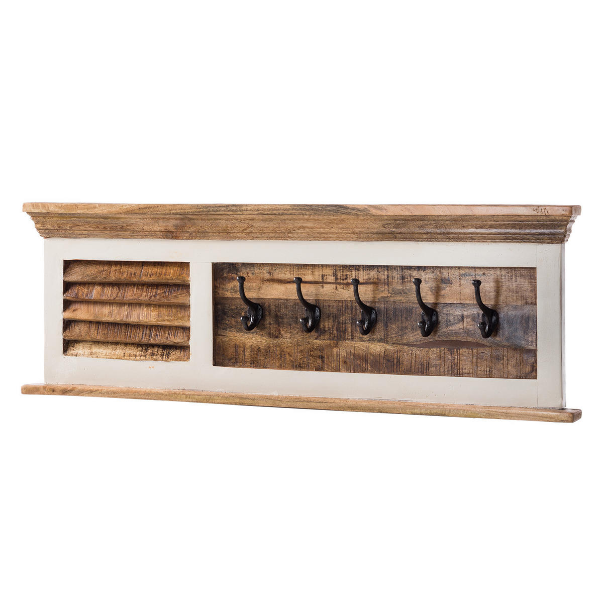 GARDEROBENLEISTE - Mango massiv - Braun/Weiß, Holz (120/40/28cm) - home24