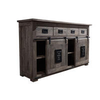 SIDEBOARD Mango 150x45x90 grau lackiert RAILWAY #220 - Grau, Holz (150/90/45cm) - Massivmoebel24