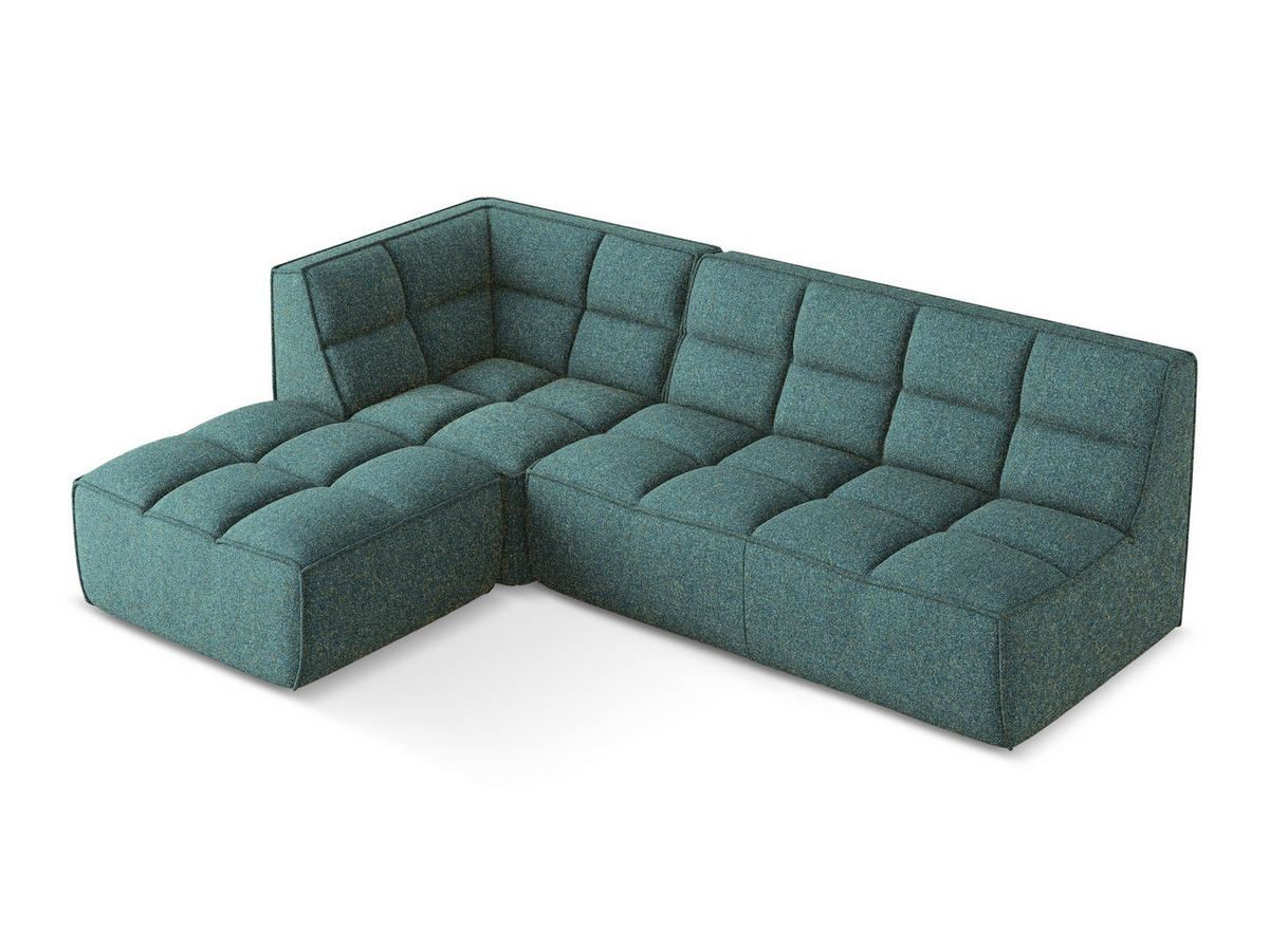 ECKSOFA Beidseitig Strukturstoff Stoff Blau - Blau/Petrol, Kunststoff/Textil (258/178cm) - Makamii