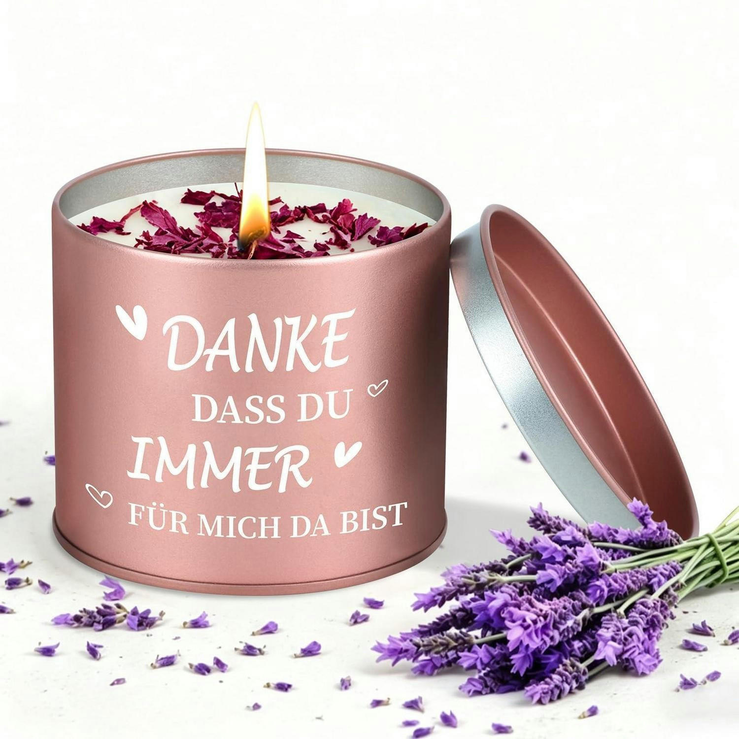 DUFTKERZE Lavendel 9oz Sojawachs 50 Stunden Brenndauer - Flieder, Paraffin (7.7cm)