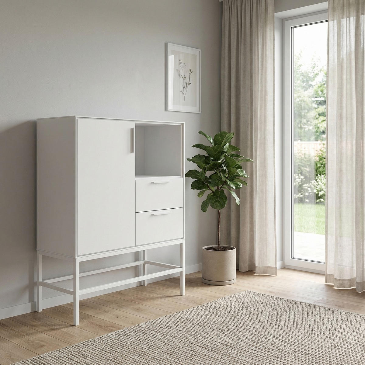 SIDEBOARD Ravn Weiß lackiert 80/42/111 cm - Weiß, Holzwerkstoff (80/111/42cm) - ebuy24