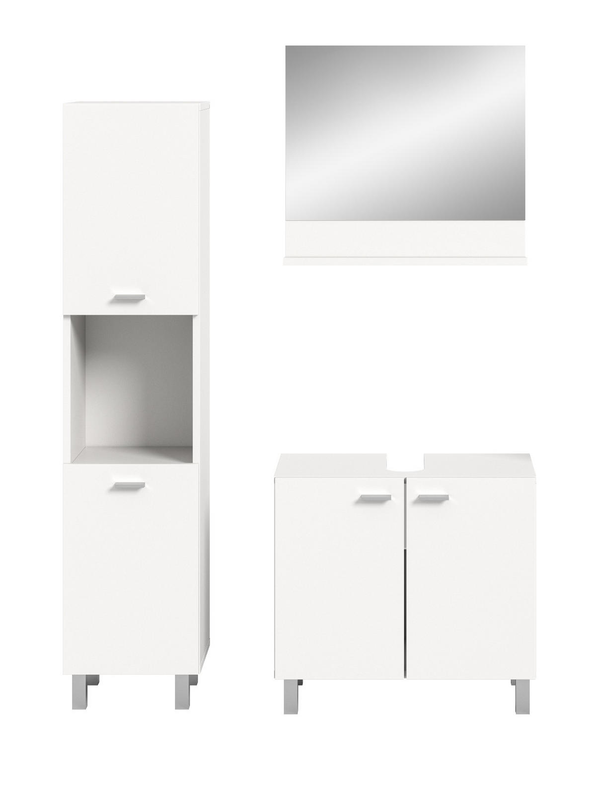 BADMÖBEL-SET weiß 3-teilig 100 cm, Kombination hängend oder stehend - Weiß, Glas/Holzwerkstoff (102/186/33cm) - Inn.Furn