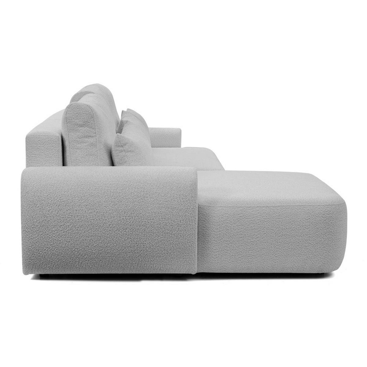 ECKSCHLAFSOFA Oliver im Bouclé-Gewebe, Hellgrau, links - Hellgrau/Schwarz, Textil (266/160cm) - Beautysofa