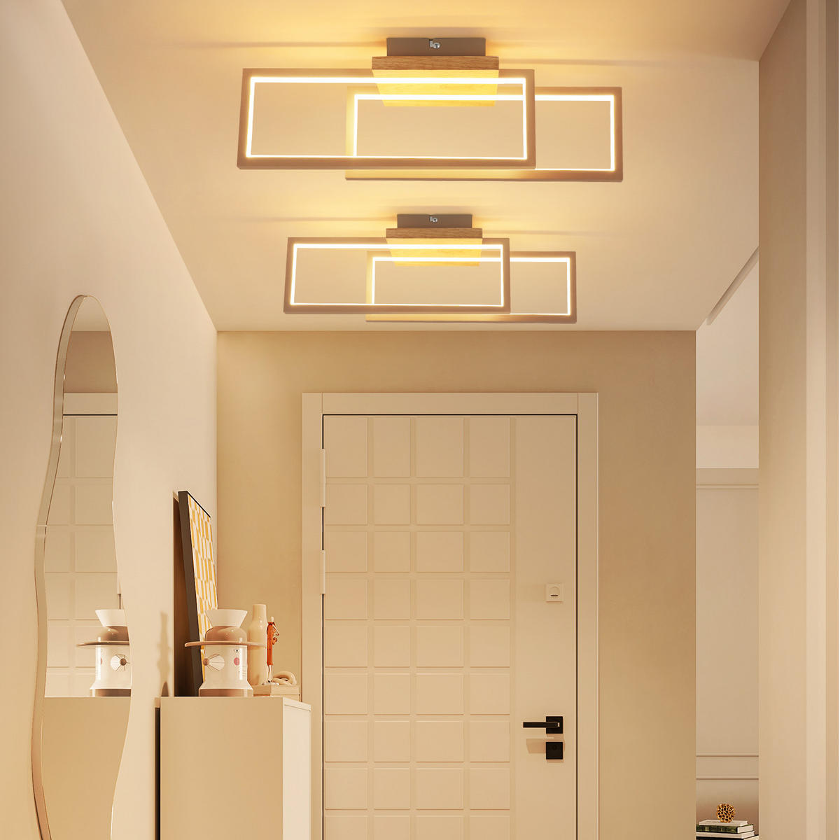 LED DECKENLEUCHTE Bralyn 48/13/16 cm - Braun, Holz/Metall (48/13/16cm) - ZMH