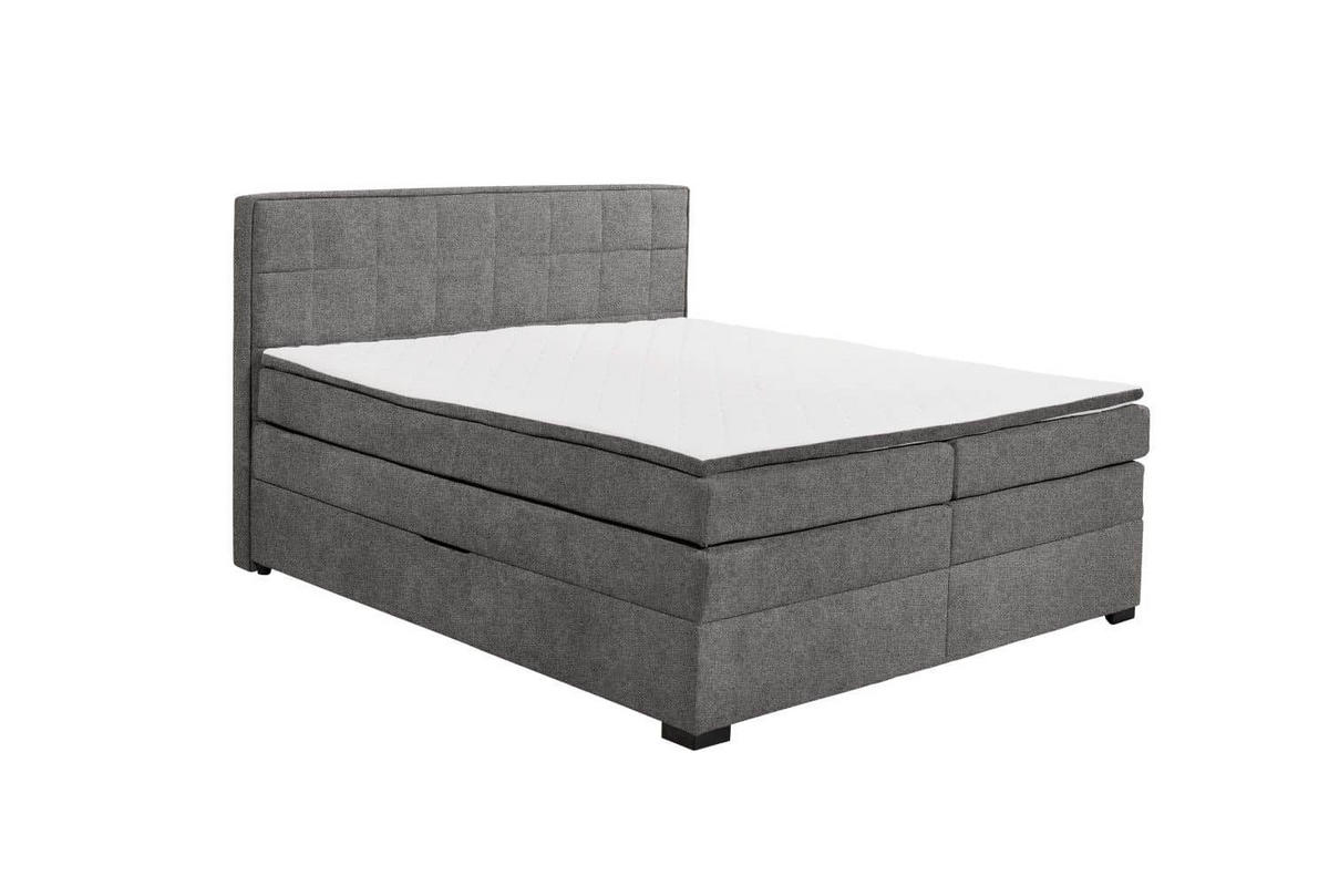 BOXSPRINGBETT 180x200 mit Bettkasten, Komfort-Topper & 7-Zonen-Tonnentaschen-Federkernmatratze - Anthrazit/Schwarz, Holz/Kunststoff (180/200cm) - ed exciting design