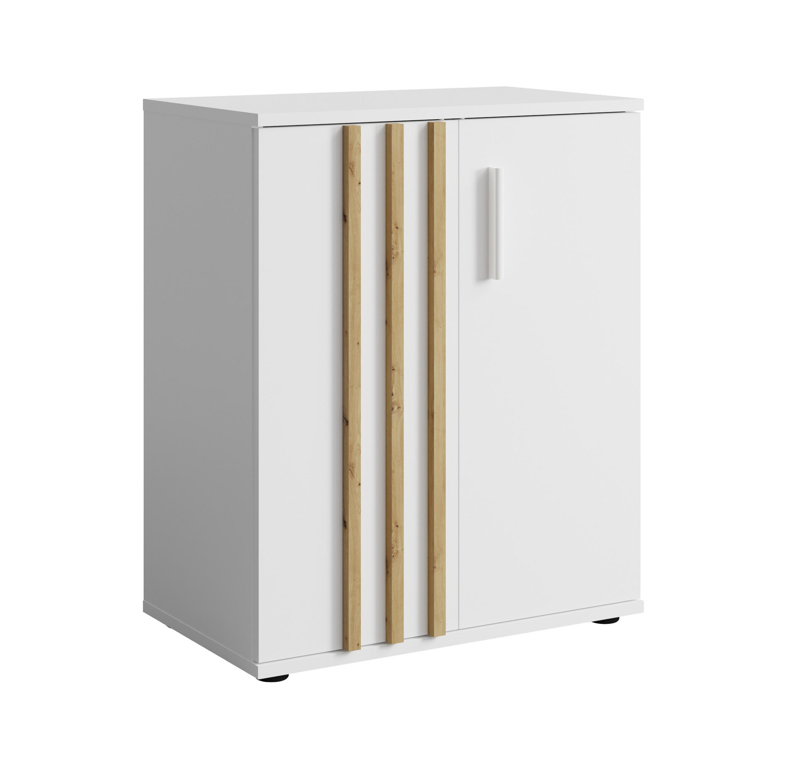 SIDEBOARD Turell 2D Weiß 60/73/35 cm – Kommode Schmal mit Lamellen - Weiß, Holzwerkstoff/Kunststoff (60/73/35cm) - AX Living