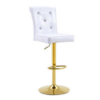 BARHOCKER DE-36795 2er-Set mit Kristallknopf-Details Weiß - Goldfarben/Weiß, Metall (42/125/55cm) - ComfortXL