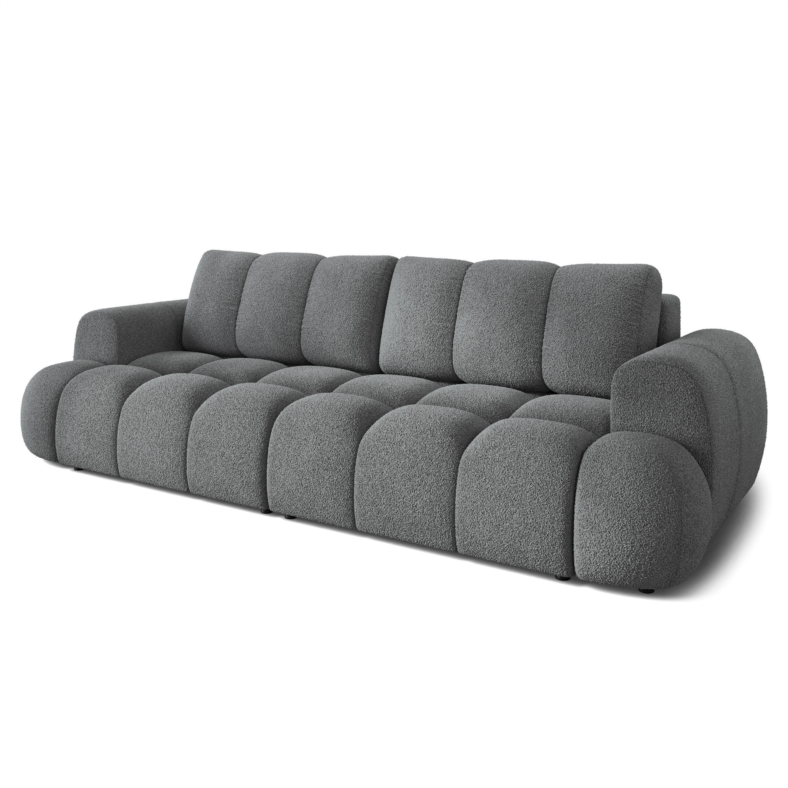 BETTSOFA DAFNE Grau Bucle-Stoff mit Schlaffunktion - Grau, Textil (300/88/113cm) - MASSENO