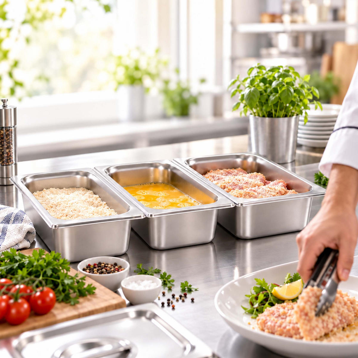 GASTRONÁDOBA Stříbrná 3ks-set nerez GN 1/4 s víkem - stříbrná, kov - Relaxdays