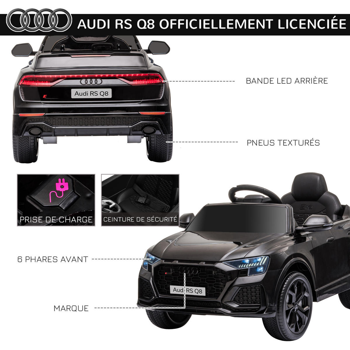 ELEKTRO-KINDERAUTO DE-13046 Bluetooth Schwarz - Schwarz, Kunststoff (101/62/51cm) - ComfortXL