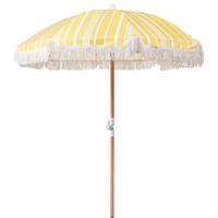 SONNENSCHIRM gelb/weiß mit Volant 150 cm Mondello - Hellbraun/Gelb, Textil (150/150cm) - Beliani