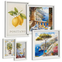BILDER SET 5er Set - 50x50 cm & 20x30 cm & 40x60 cm Weißer Rahmen - Charmante Straßen mit Pflanzen - Weiß, Kunststoff (40/60cm) - TULUP