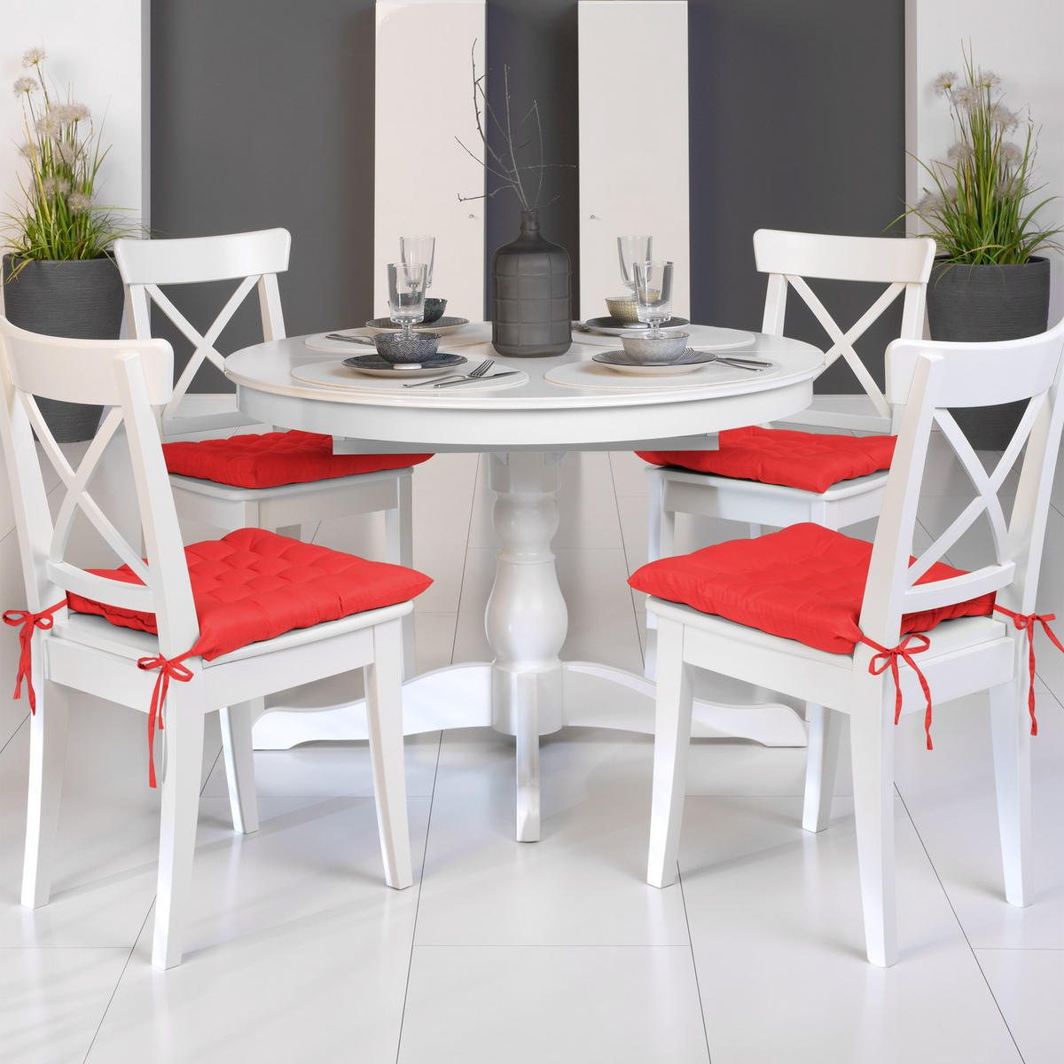 STUHLKISSEN Lea 40/40/5 cm Rot 4tlg - Rot, Textil (40/40cm) - Beautissu 