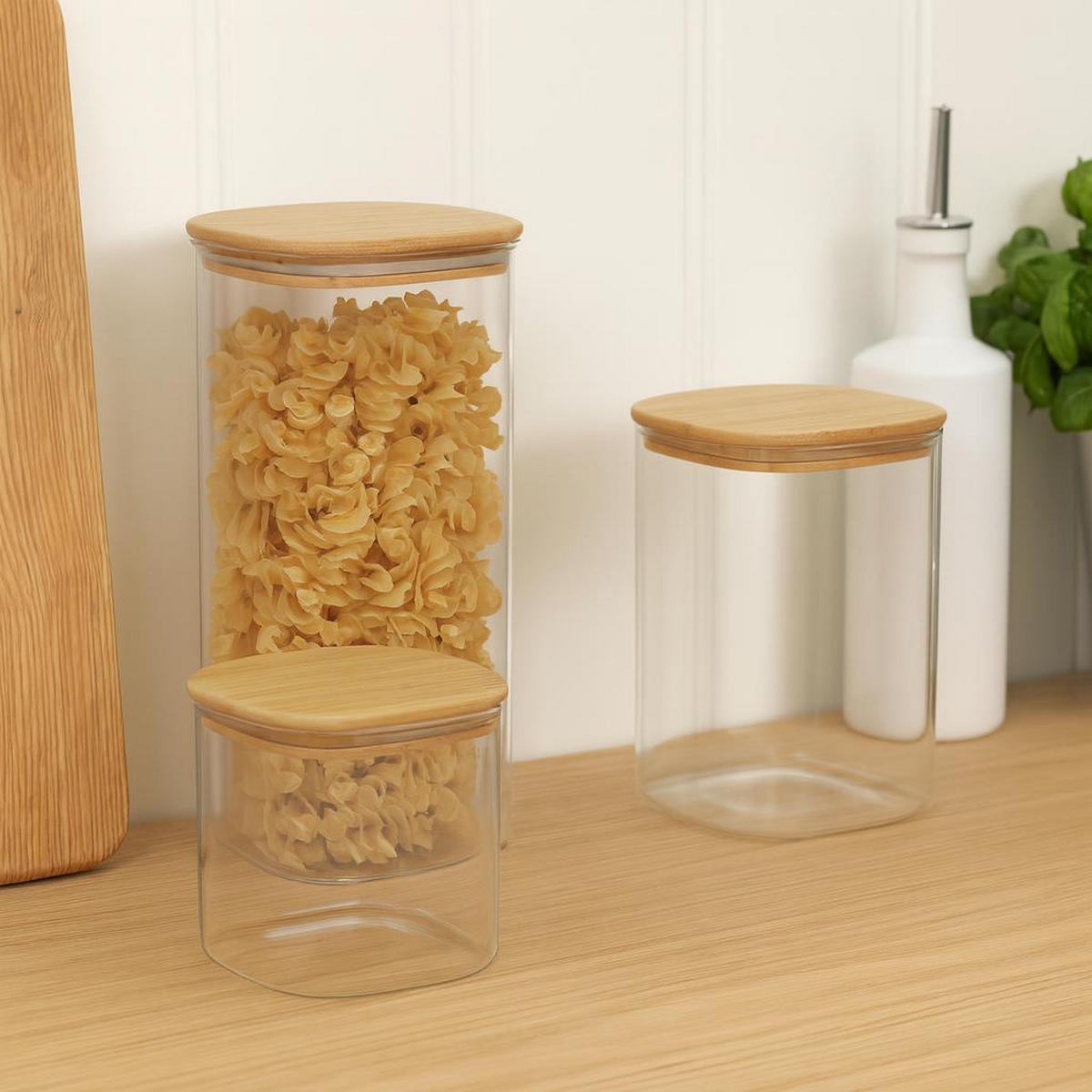 GLAS-VORRATSDOSEN-SET mit Deckel Klar - Transparent, Glas (25.7/22/10cm) - Excellent Houseware