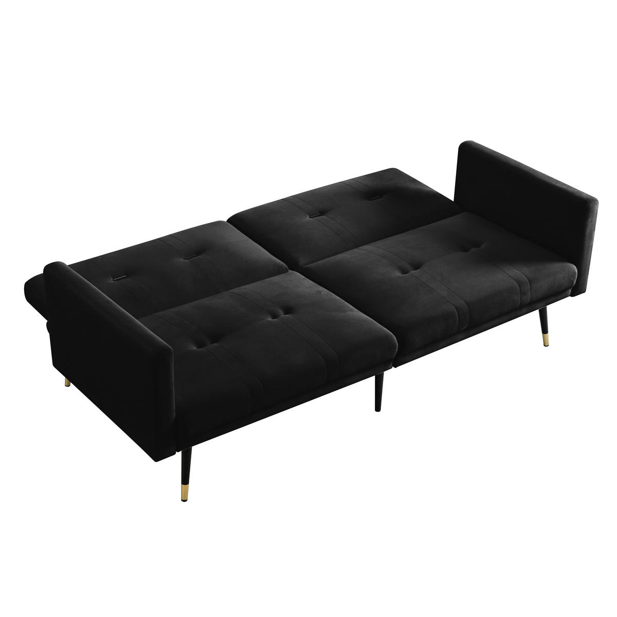 SCHLAFSOFA 150/89/70 cm in Schwarz Samt - Schwarz, Textil (164/70/89cm) - Oxeza